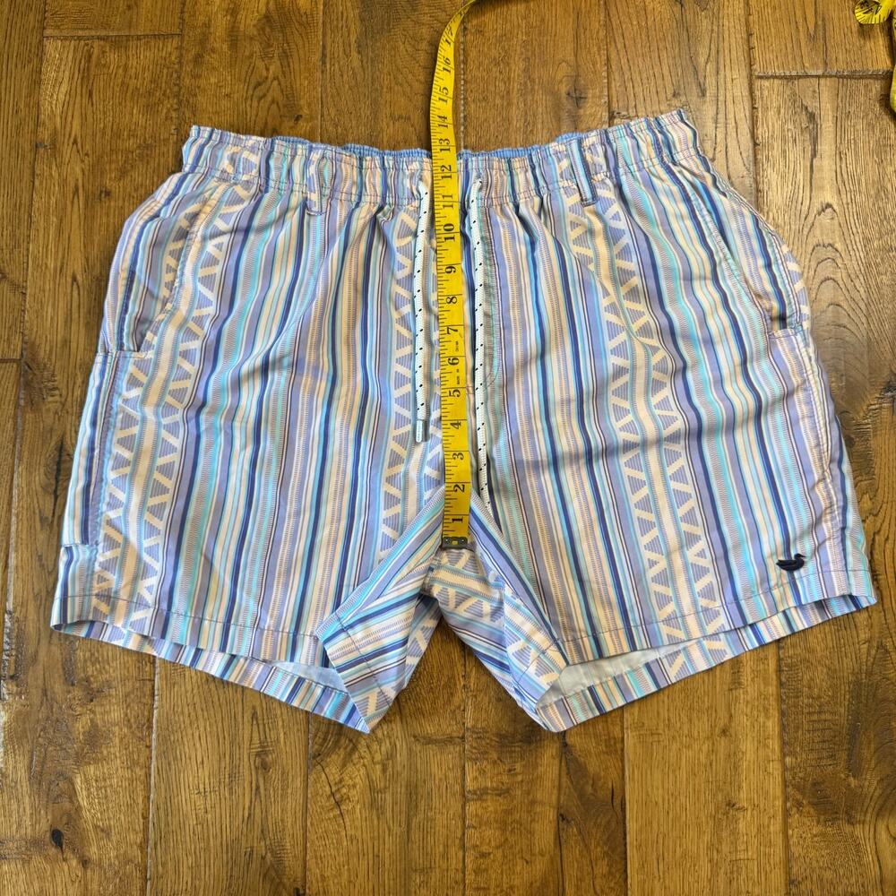 Southern Marsh Swim Trunks Mens M Striped Blue Beige Navy Mesh Lined Pockets - Picture 4 of 7